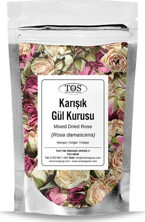 Karışık Gül Kurusu 100 gr (1. Kalite) Rosa damascena / Mixed Dried Rose