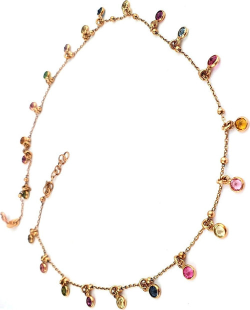 Swarovski Taşlı 925ayar Gümüş Üzerine Rose Altın Kaplama Renkli Kolye