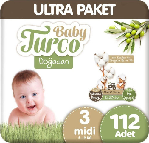 Doğadan Ultra Paket 3 Beden Bebek Bezi 112 Adet