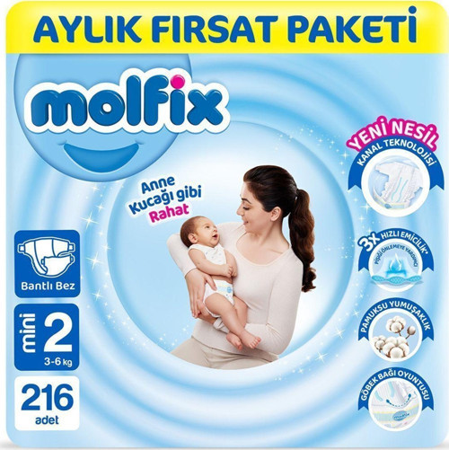 Bebek Bezi 2 Beden Mini Aylık Fırsat Paketi 216 Adet