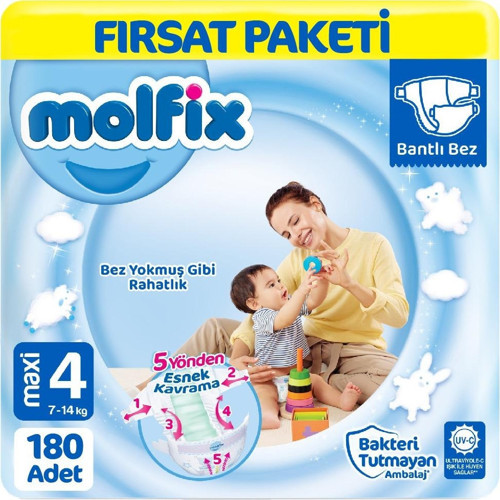 Bebek Bezi 4 Beden Fırsat Paketi 60x3 180 Adet