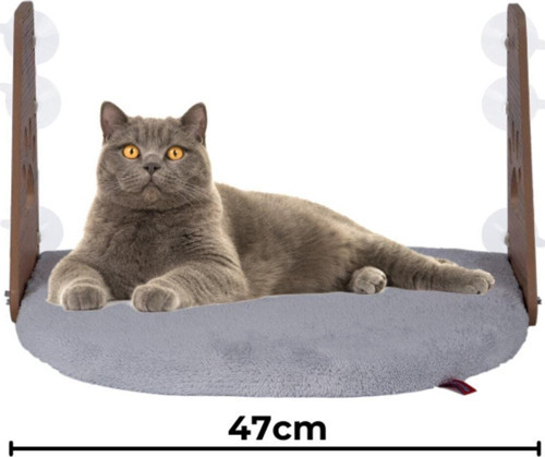 Cam Yatağı Vantuzlu Kedi Cam Yatağı Vantuzlu Yatak Gri