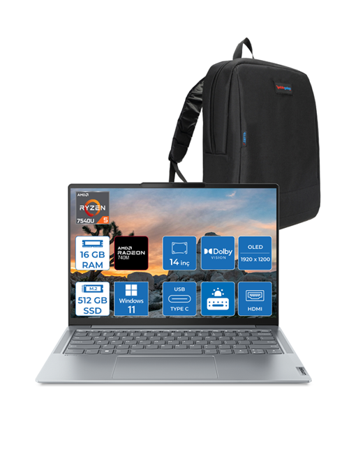 Yoga Slim 6 Ryzen 5 7540U 16GB LpDDR5 Ram 512GB SSD 14" OLED Wuxga Dolby Vision Windows 11Pro L82X3004GTXWP01