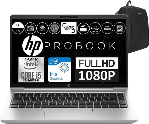 Probook 440 G10 Intel Core I5 1334U 8gb 2tb SSD Intel® Iris® Xᵉ Windows 11 Pro 14" Fhd Taşınabilir Bilgisayar 9B9F8EAP04 + Weblegelsin Çanta