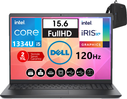 Vostro 3530 Intel Core I5-1334U 8gb 512GB SSD Fhd 15.6" 120HZ Fredos WN1611PVNB352002 + Zetta Çanta
