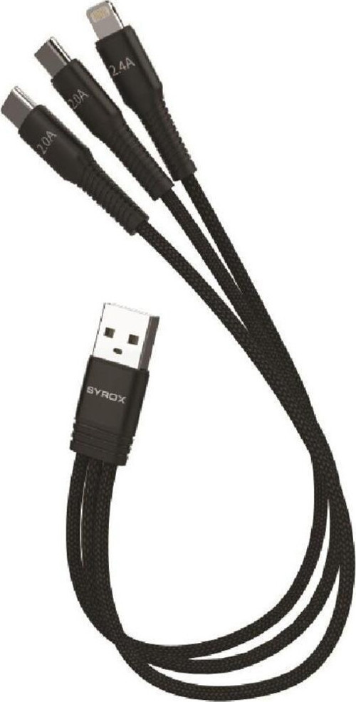 C144 2.4A Hasir 3 in 1 2 x Type-c 1 x Lightnıng İphone & Data Kablosu Uyumlu