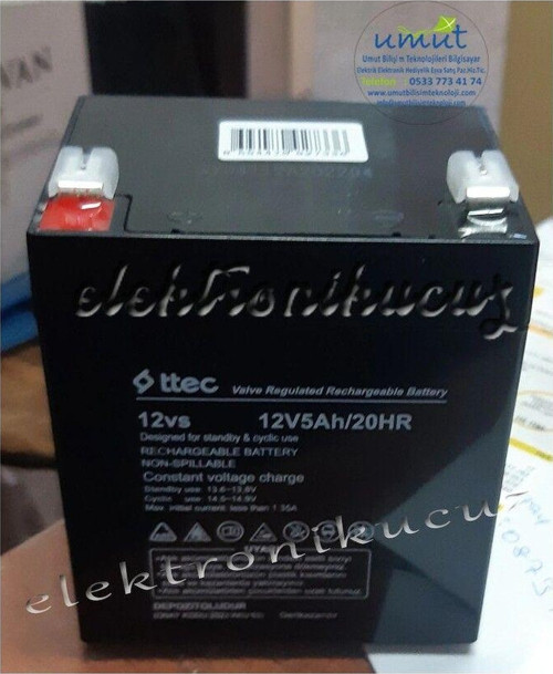 Umut Bilişim Tek 12 Volt 5 Amper Kuru Bakımsız Akü Yeni Üretim Hizli Ups Santral 12v 5ah 20hr