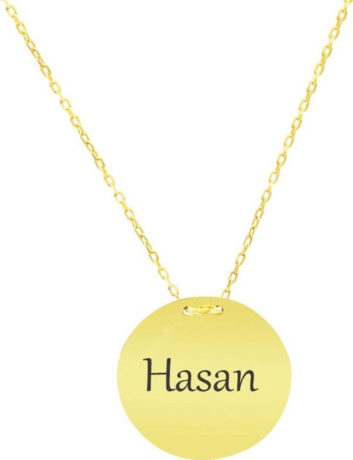 Basic Model Gold Renk Kişiye Özel İsim/Harf Yazılı 925 Ayar Gümüş Kadın Kolye