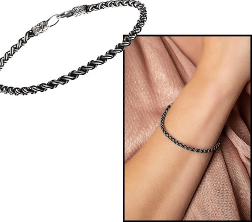 El İşçiliği Örgü Tasarım Oval Form 1000 Ayar Gümüş Kazaz Unisex Bileklik