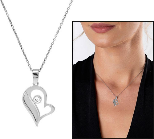 Zirkon Taşlı Silver Renk Kişiye Özel İsim Yazılı 925 Ayar Gümüş Kalbimin Yarısı Kolye