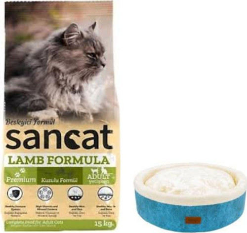 Premium Kuzulu Yetişkin Kedi Maması 15 Kg,Mavi Mia Donut Yatak