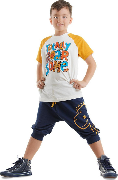Roarsome Dino Erkek Çocuk Yazlık T-shirt Kapri Şort Takım
