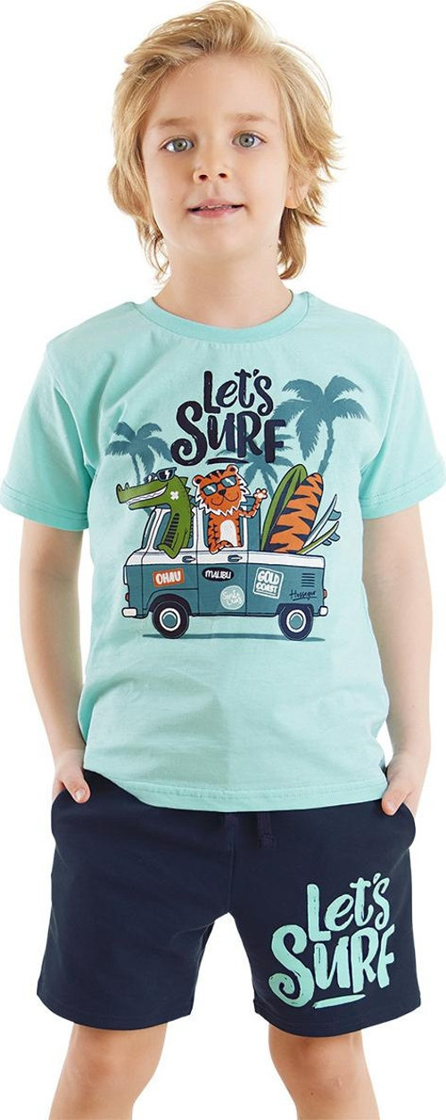 Let's Surf Erkek Çocuk Yazlık T-shirt Cepli Şort Takım