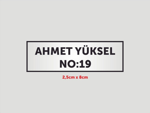 2,5 Cmx8 Cm Kapı İsimliği, Masa, Dolap İsimliği Aliminyum Metal Parlak Arkası Yapışkanlı