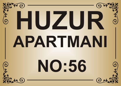 Apartman İsim Tabelası Aliminyum Aynalı Gold Metal Levha