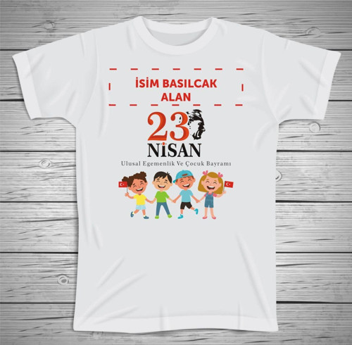 Kişiye Özel Isim Baskılı Unisex 23 Nisan Tshirt , 23 Nisan Çocuk Tshirt