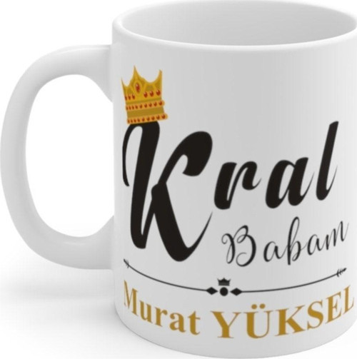 Kişiye Özel Isim Yazılabilir Kral Babam Seramik Bardağı