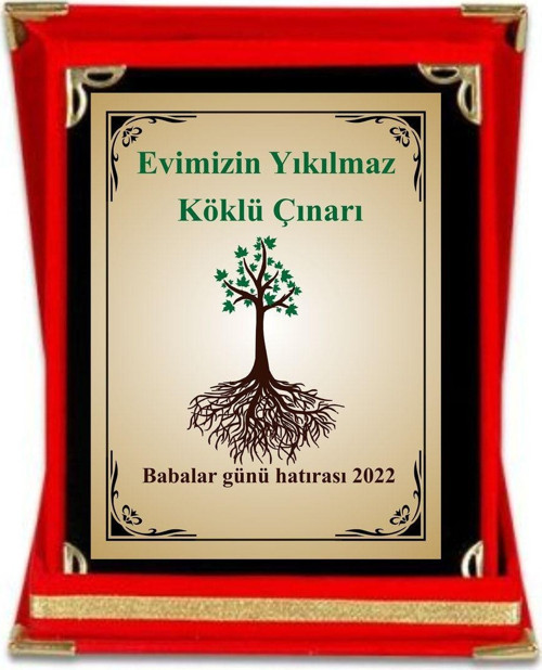 Babalar Günü Hediyesi Plaket ,Kadife Kutulu Plaket 15*20Cm Ölçüsünde ,Evimizin Çınarı Plaket