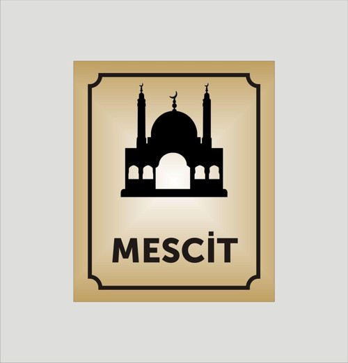 Mescit Yazılı Kapı Levhası 10*12 Cm Alüminyum Gold Levha