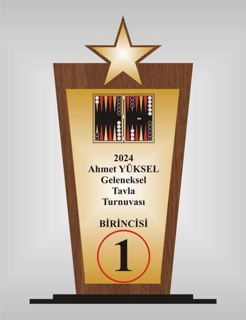 Tavla Turnuvası Plaketi , Ahşap Mdf Gold Levhaya Baskılı ,Kişiye Özel İsim Baskısı Yapılabilir