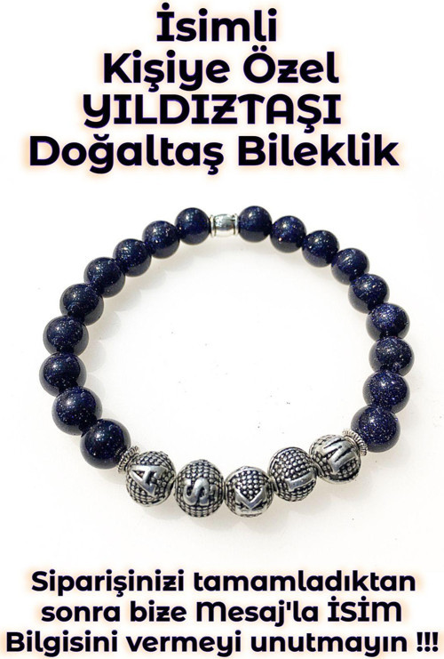 - İsimli - Kişiye Özel - Yıldıztaşı Doğaltaş Unisex Bileklik