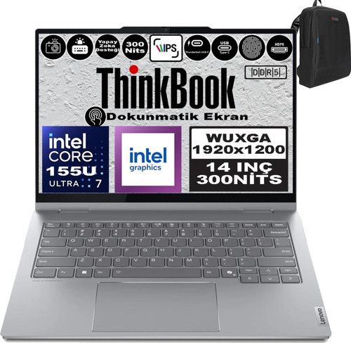 Thinkbook 14 2-In-1 G4 Iml Intel Core Ultra 7 155U 48GB Ddr5 2tb SSD 14" Dokunmatik Wuxga 300NITS IPS Windows 11 Pro Taşınabilir Bilgisayar 21MX002VTRP19 + Zetta Çanta