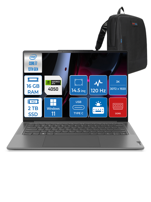 Yoga Pro 7 14IRH8 CoreI7-13700H 16GB LpDDR5 2TB SSD 6GB RTX4050 14.5" IPS 3k ® Windows11Pro 882Y7004LTXWP03