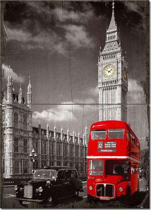 Ahşap Tablo Londra Big Bang Saat Kulesi Hediyelik Ahşap Tablo