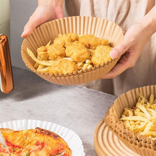 50 Adet Air Fryer Pişirme Kağıdı Tek Kullanımlık Yağ Geçirmez Yuvarlak Tabak Model PVC (3877)