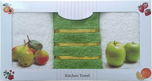 3 lü Meyve Desen Baskılı Mutfak Havlusu 30 X 50 Cm M-9