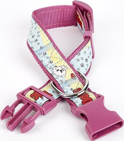 Pati Desenli Dokuma Köpek Boyun Tasması 3 cm x 36-60 cm Mor