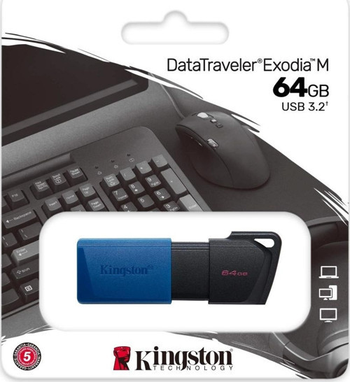 Kıngston Dtxm/64gb Usb 3.2 Data Traveler Exodia M Flash Disk (siyah-mavi)