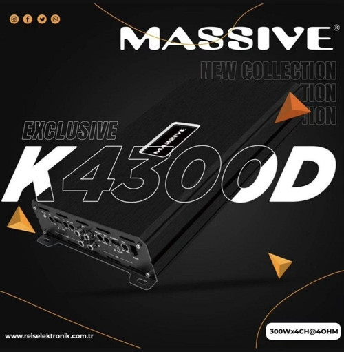 Ms-k4300.4d 4 Kanal 4x300w Rms Profesyonel Oto Amfi Amfi Bas Kontrol Aparatlı Kale E
