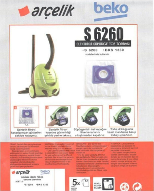 Bks 1330 Süpürge Modeli 5 Adet Toz Torbası S 6260