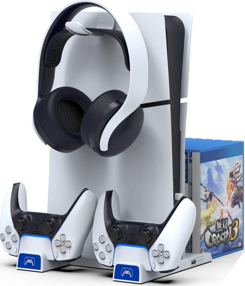 Ps5 Playstation 5 Uyumlu Slim Dikey Şarj Standı Vertical Charging Dock 5 In1 Vertical Stand
