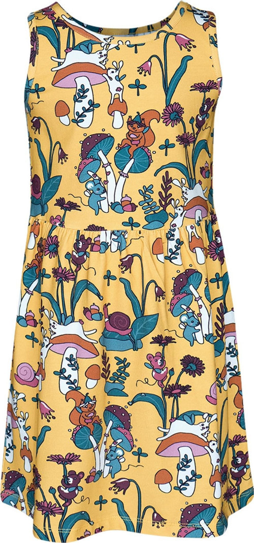 Cheerful Mushroms Kız Çocuk Desenli Kolsuz Elbise