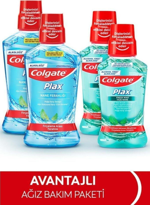 Plax Nane Ferahlığı Alkolsüz Ağız Bakım Suyu 500 Ml Plax Taze Nane 250 Ml X 2 Adet
