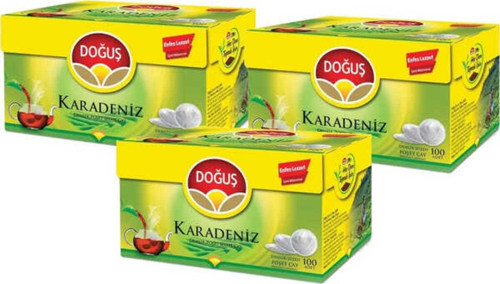 Set 3 Adet Doğuş Karadeniz Demlik Poşet Çay Bergamot Aromalı 100 Adet