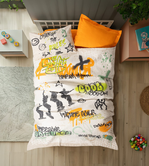 Genç Odası Tek Kişilik Complete Set Graffiti Oranj