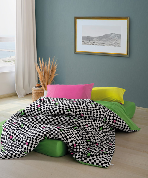 Popping Colors Tek Kişilik Lastikli Çarşaflı Nevresim Takımı Dazzle Yeşil