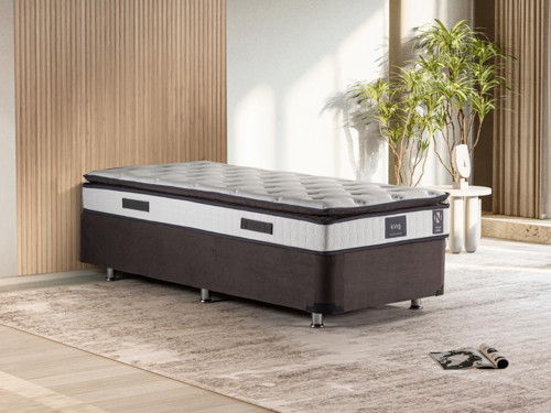 King 90x190 cm Tam Ergonomik Pedli Lüks Yatak Tek Kişilik Orta Sert Özel Yatak