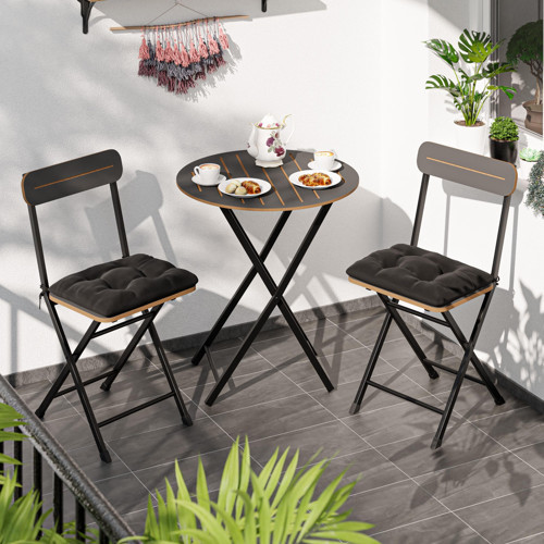 Minderli Bistro Takım Bahçe Masa Sandalye Yuvarlak Füme 1486