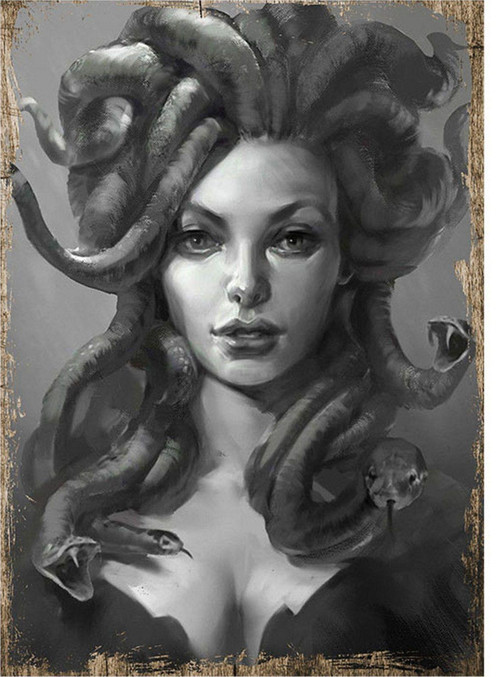 Ahşap Tablo Medusa Yılan Saçlı Kadın Hediyelik Ahşap Tablo