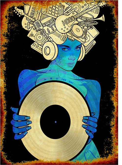 Ahşap Tablo Plak Ve Müzik Temalı Tablo Hediyelik Ahşap Tablo