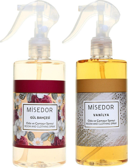 2 Li Set Gül Bahçesi Ve Vanilya Oda Kokusu Ve Çamaşır Spreyi 330 Ml