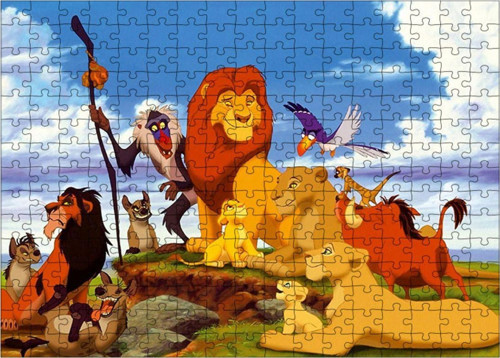 Ahşap Mdf Puzzle Yapboz Aslan Kral Ve Arkadaşları 255 Parça 35*50 Cm
