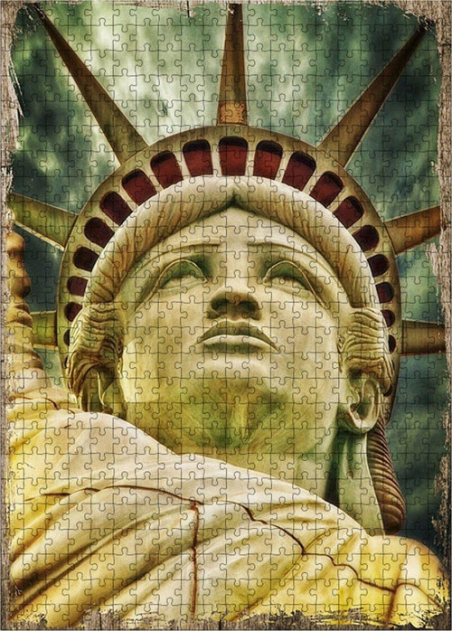 Ahşap Mdf Puzzle Yapboz Amerika Özgürlük Heykeli 500 Parça 50*70 Cm