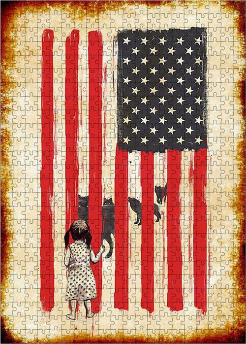 Ahşap Mdf Puzzle Yapboz Amerikan Bayrağı 500 Parça 50*70 Cm