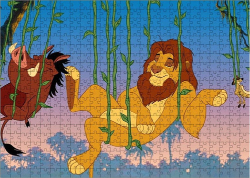 Ahşap Mdf Puzzle Yapboz Aslan Ve Domuz 500 Parça 50*70 Cm