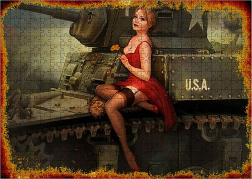 Ahşap Mdf Puzzle Yapboz Abd Ordusu Tankı 500 Parça 50*70 Cm